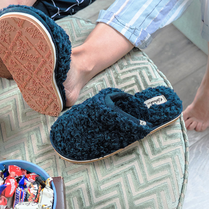 Sleepers Women's Wide Fit Fan Stitch Slippers - Navy Blue, Comfortable Indoor/Outdoor Slippers - View #5