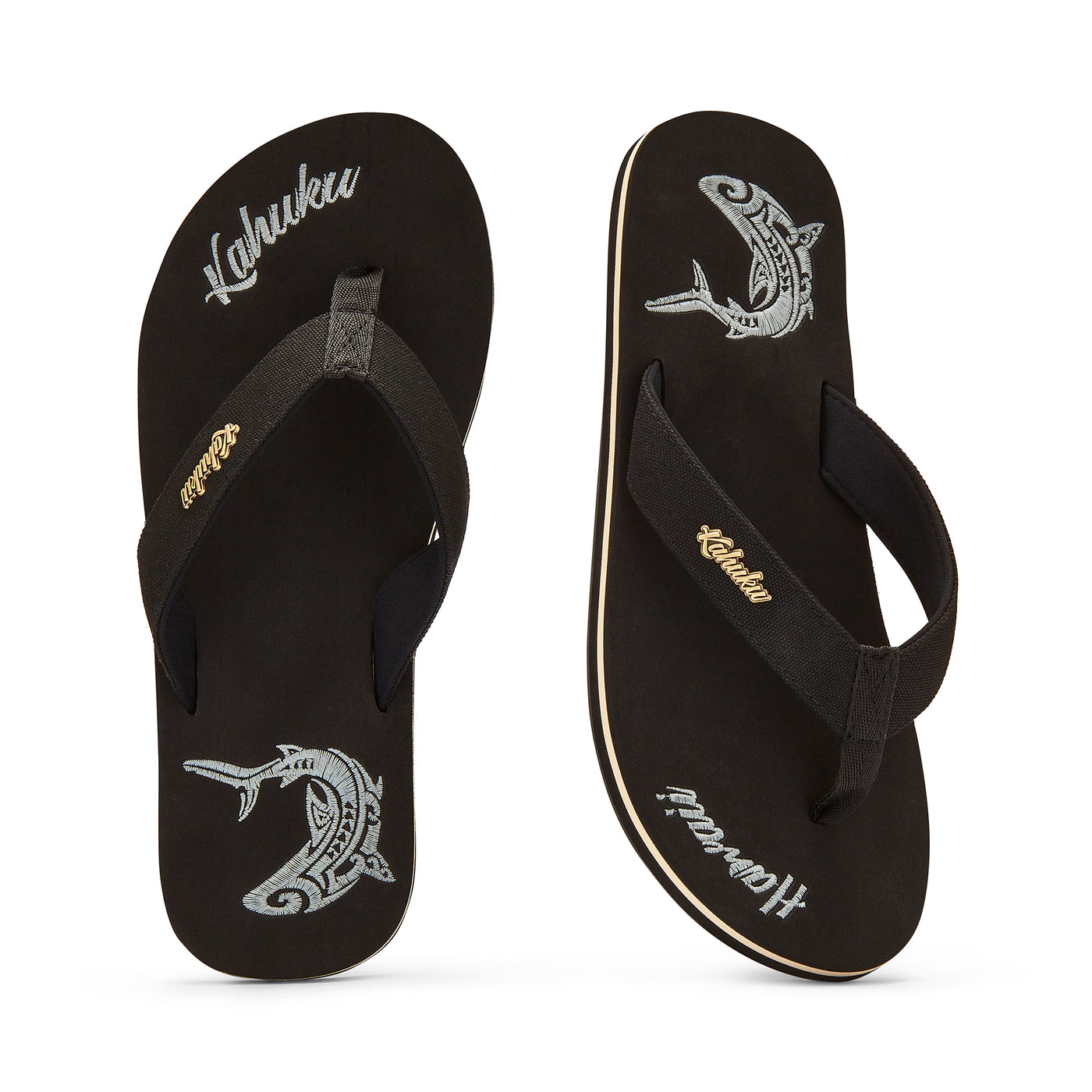 Slippahs Men s Flip Flops Black Shark