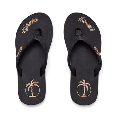 Slippahs Women's Flip-Flops - Black Palm
