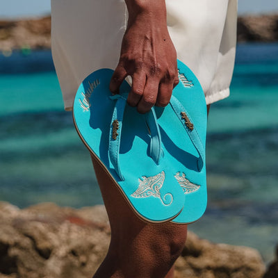 Slippahs Women's Flip-Flops - Turquoise Ray